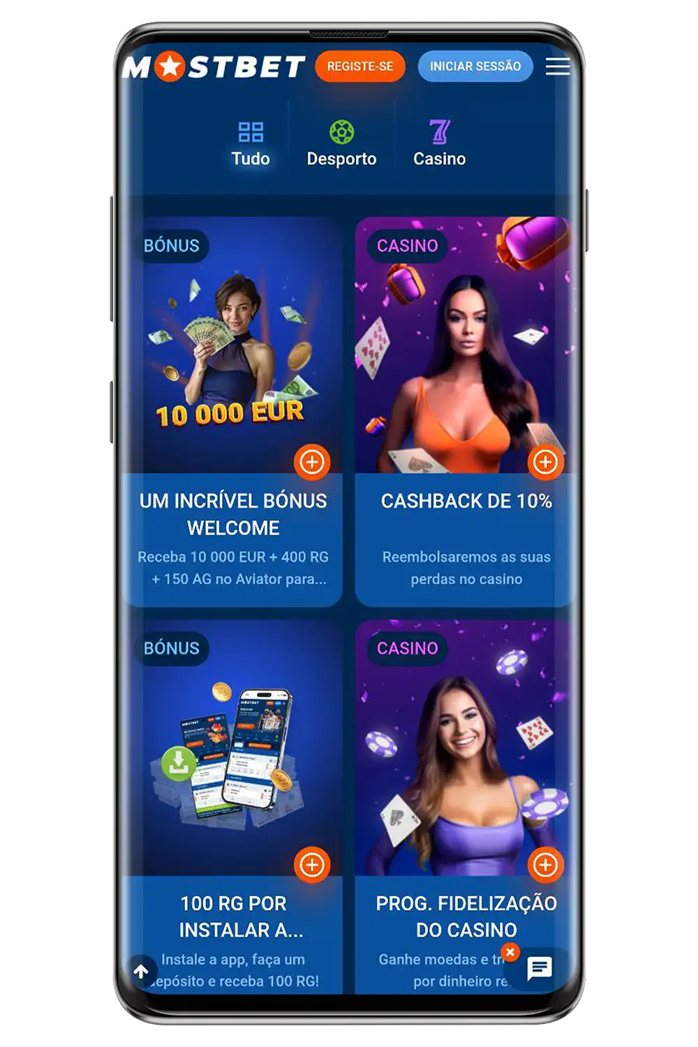 Captura de ecrã da página oficial da Mostbet